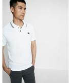 Express Mens Tipped Snap Front Stretch Pique Polo