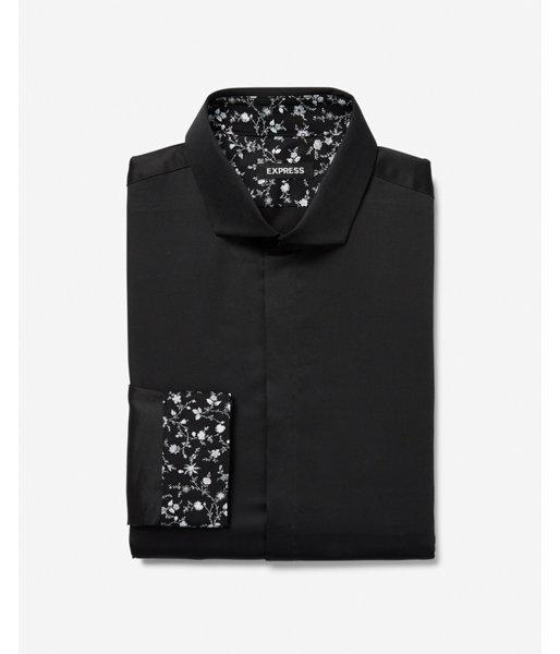 Express Mens Slim Sateen Patterned Cuff Dress