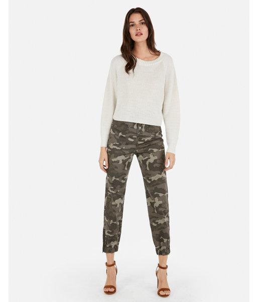 Express Womens Cropped Boxy Crew Neck