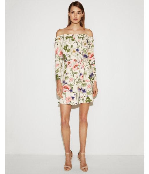 Express Womens Floral Off The Shoulder Fit And Flare Dress