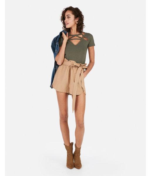 Express Womens Express One Eleven Strappy V-neck Top