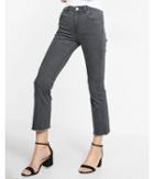 Express Womens Gray High Waisted Raw Hem Bell Cropped Jeans