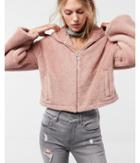 Express Womens Plush Bell Sleeve Cropped Jacket