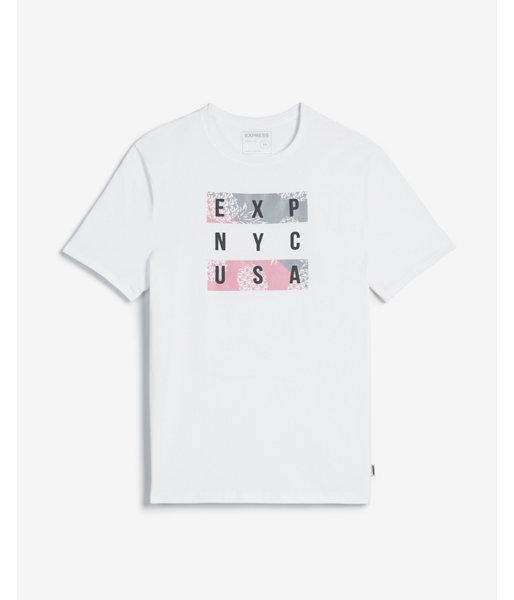 Express Mens Express Nyc Usa Pineapple Stripe Graphic Crew Neck Tee