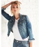 Express Beaded Released Hem Original Denim Jacket