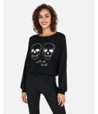Express Womens Express One Eleven Skull Crew Neck Cropped