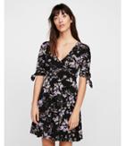 Express Womens Floral Tie Sleeve Fit And Flare Dress