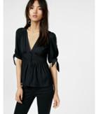 Express Tie Sleeve Empire Waist Button Down Top