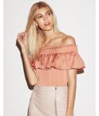 Express Womens Petite Off The Shoulder Smocked Ruffle Top