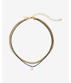 Express Womens Gold And Black Block C Initial Choker Necklace