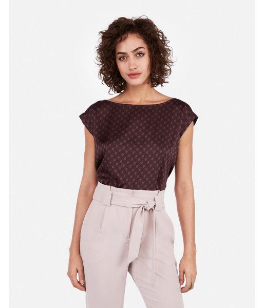 Express Womens Printed Satin Bateau Neck Gramercy Tee