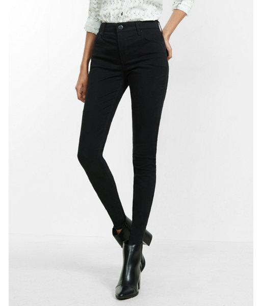 Express Womens Black High Waisted Stretch Twill