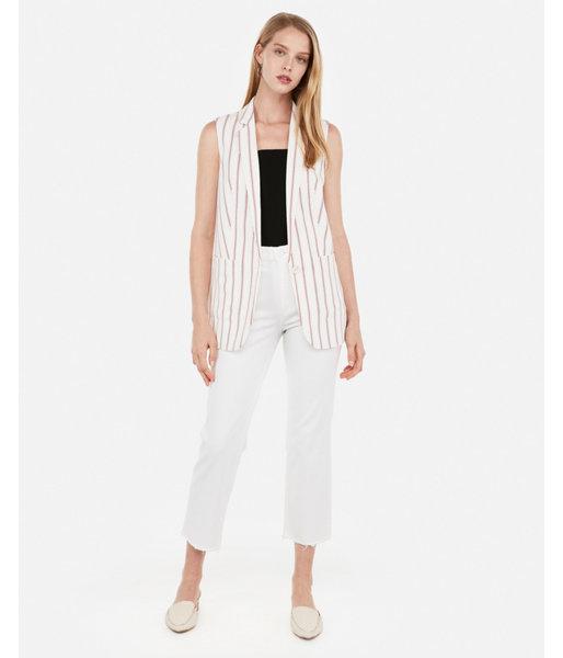 Express Womens Striped Sleeveless Boyfriend Blazer