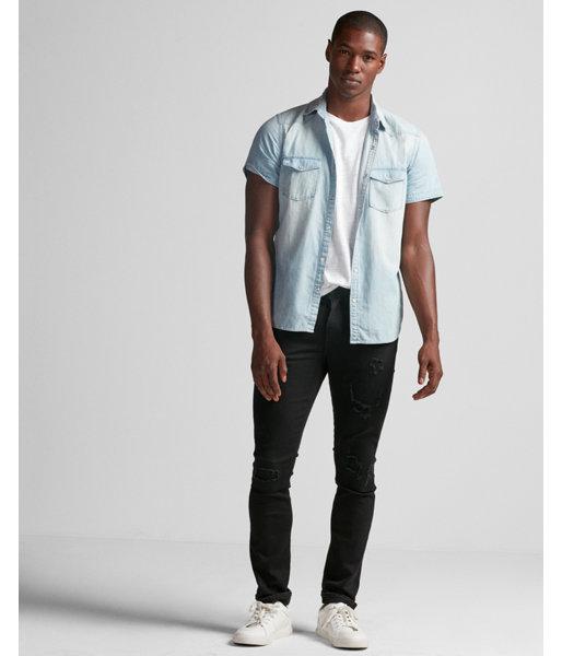 Express Light Wash Short Sleeve Western Denim