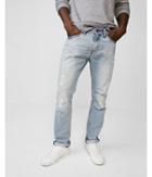 Express Mens Slim Light Wash Ripped 100% Cotton Jeans