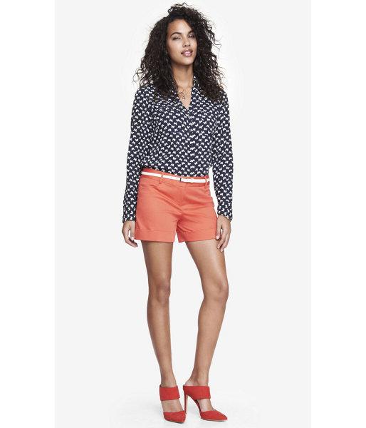 Express Women's Shorts 4 1/2 Inch Belted Cuffed Stretch Cotton
