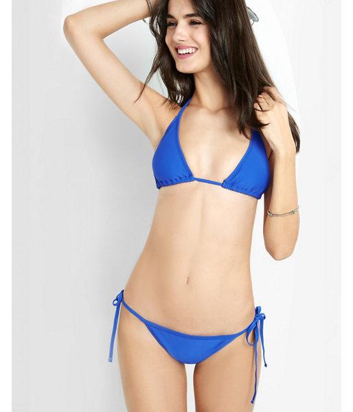 Express Womens Blue Adjustable Triangle Bikini