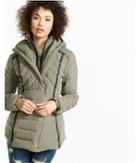 Express Womens Hooded (minus The) Leather Trim Puffer Coat