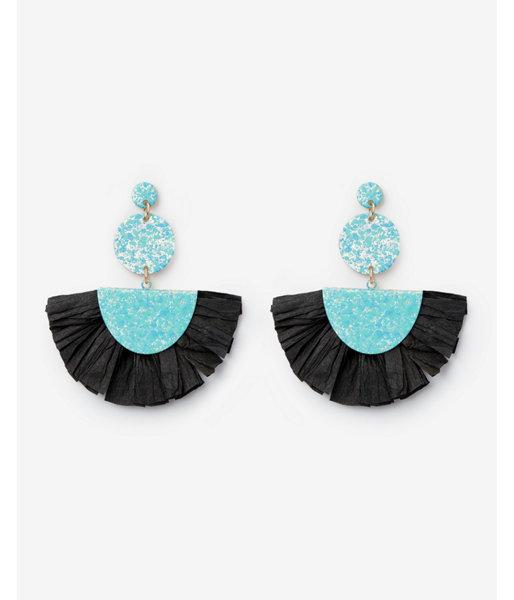 Express Womens Three Tier Metal Raffia Earrings