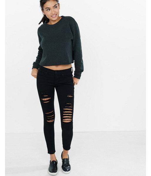 Express Womens Express One Eleven Long Sleeve Cropped