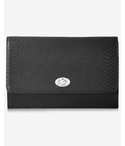 Express Womens Black Faux Snakeskin Clutch