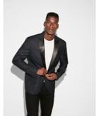 Express Mens Slim Photographer Navy Wool-blend Dobby Tuxedo Jacket