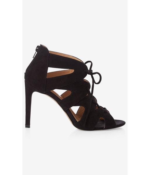 Express Women's Shoes Faux Suede Lace-up Heeled