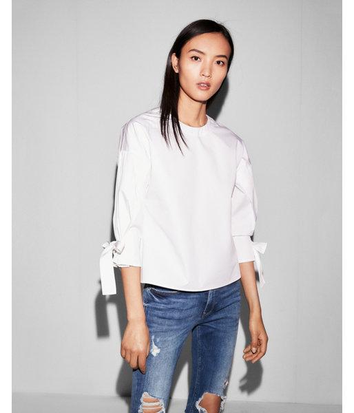Express Womens Tie Sleeve Cotton Blouse