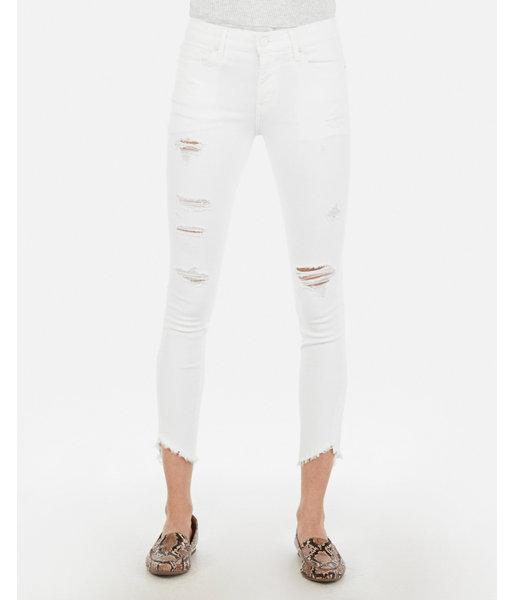Express Womens Mid Rise White Destroyed Ankle Jeggings