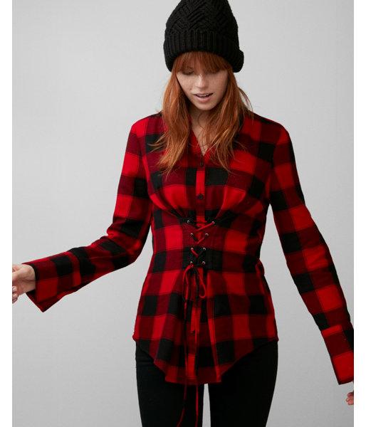 Express Womens Check Flannel Corset