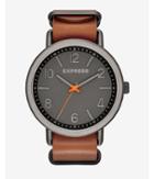 Express Mens Analog Leather Strap Watch - Brown
