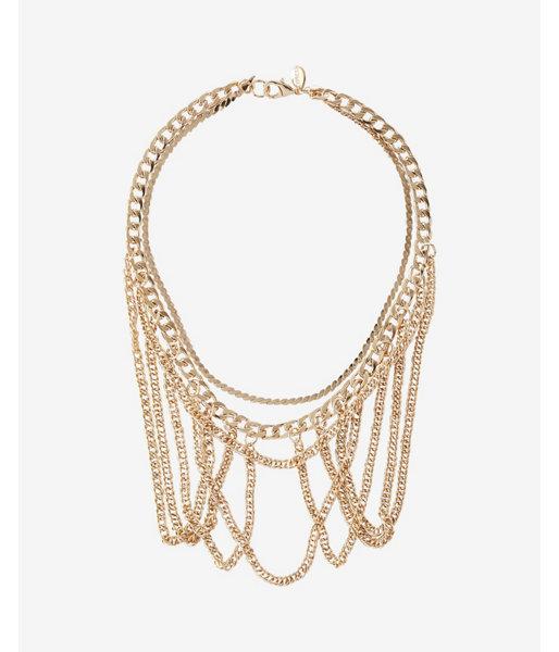 Express Womens Layered Link Chain Statement Necklace