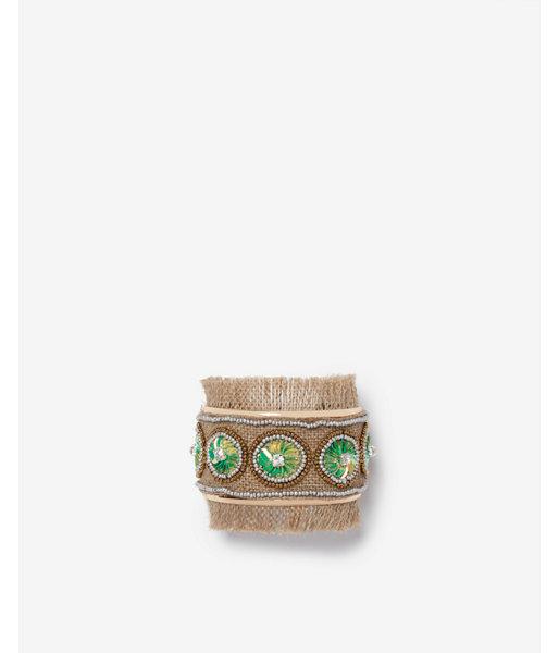 Express Womens Circle Seed Bead Fringe Cuff Bracelet