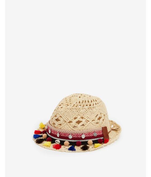 Express Womens Pom Fringe Fedora