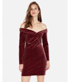 Express Womens Off The Shoulder Twist Front Velvet Dress