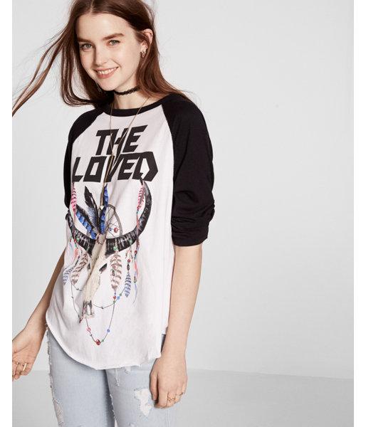 Express Womens Express One Eleven Animal Skull Baseball Tee