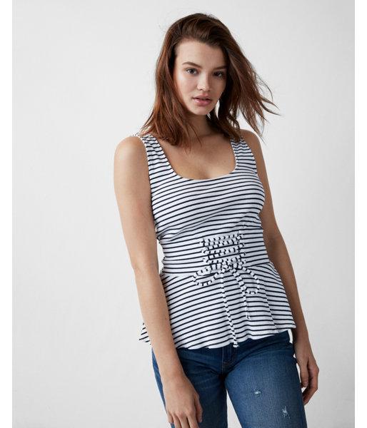 Express Womens Petite Express One Eleven Ribbed Corset Peplum Tank