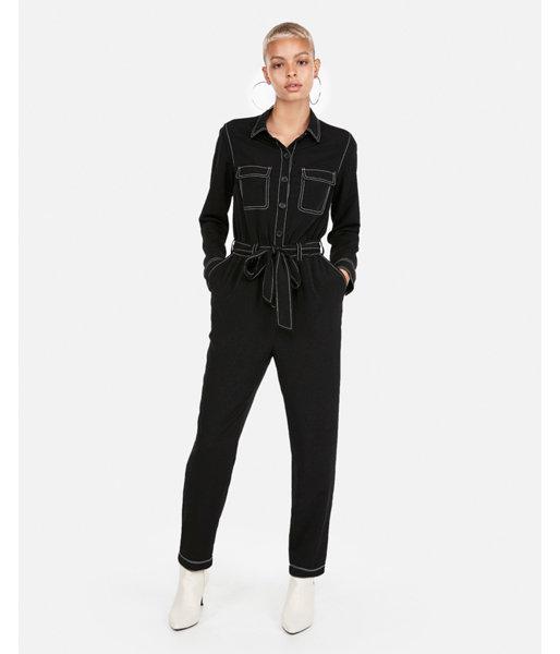 Express Womens Contrast Stitch Jumpsuit