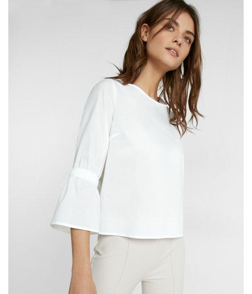 Express Womens Long Smocked Sleeve Cotton Blouse