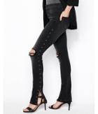 Express Womens High Waisted Black Studded Stretch Skyscraper Jeans