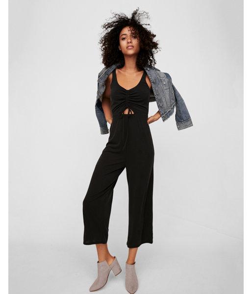 Express Womens Tie Front Ruched Jumpsuit