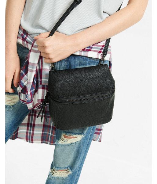 Express Womens Black Pebbled Convertible Cross Body Bag