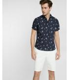 Express Mens Tropical Short Sleeve Button-up