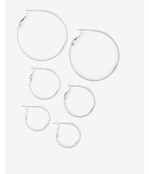 Express Set Of Three Thin Hoop Earrings