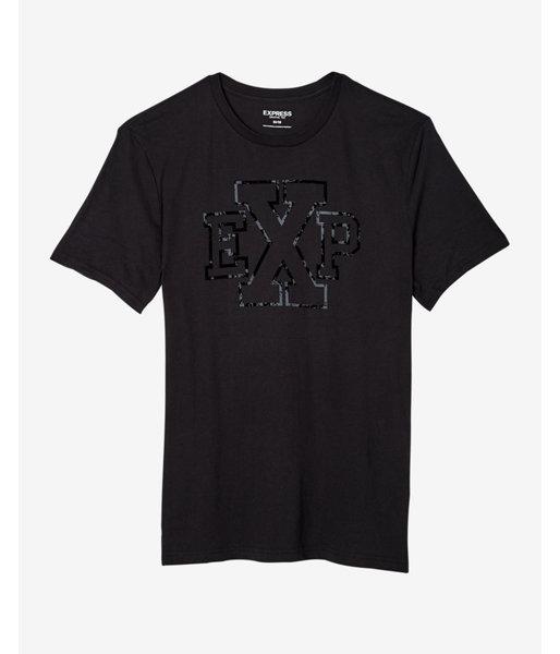 Express Mens Outlined Logo Crew Neck Graphic Tee