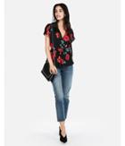 Express Womens Floral Twist Front Tie Neck Blouse