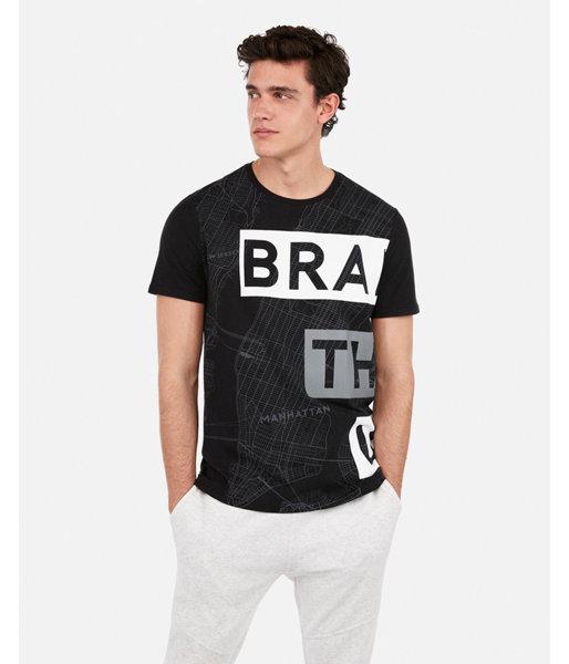 Express Mens Brand That Unites Wraparound Map Graphic Crew Neck Tee