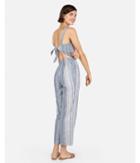 Express Womens Striped Linen-blend Tie Back Cropped Jumpsuit