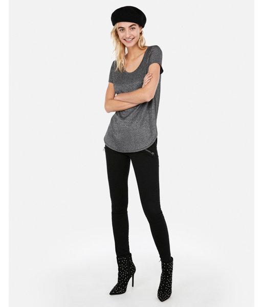 Express Womens Metallic Ribbed Short