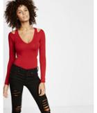 Express Womens Long Sleeve Cut-out Tee